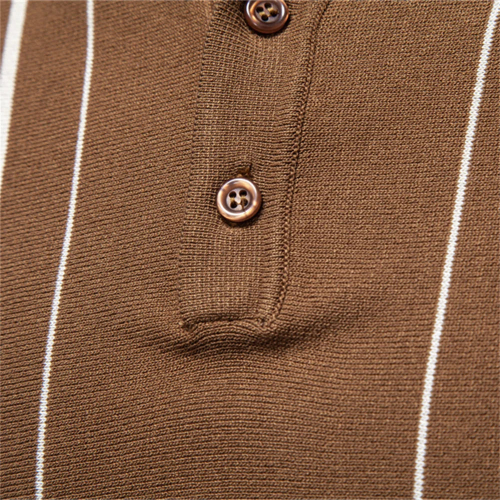 Men Polo Shirt Short Sleeve Stripe