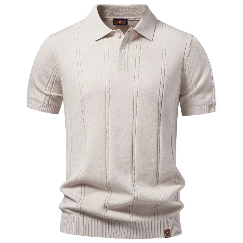 Men Summer Stripe Polo Shirt Short Sleeve