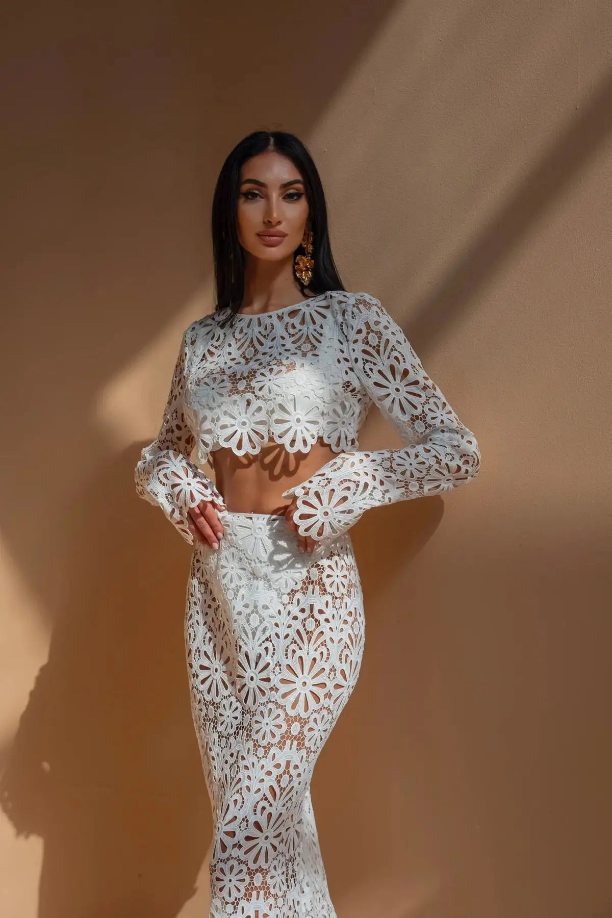 Women’s Boho Crop Top & Maxi Skirt Set – Sleeveless Embroidered Outfit