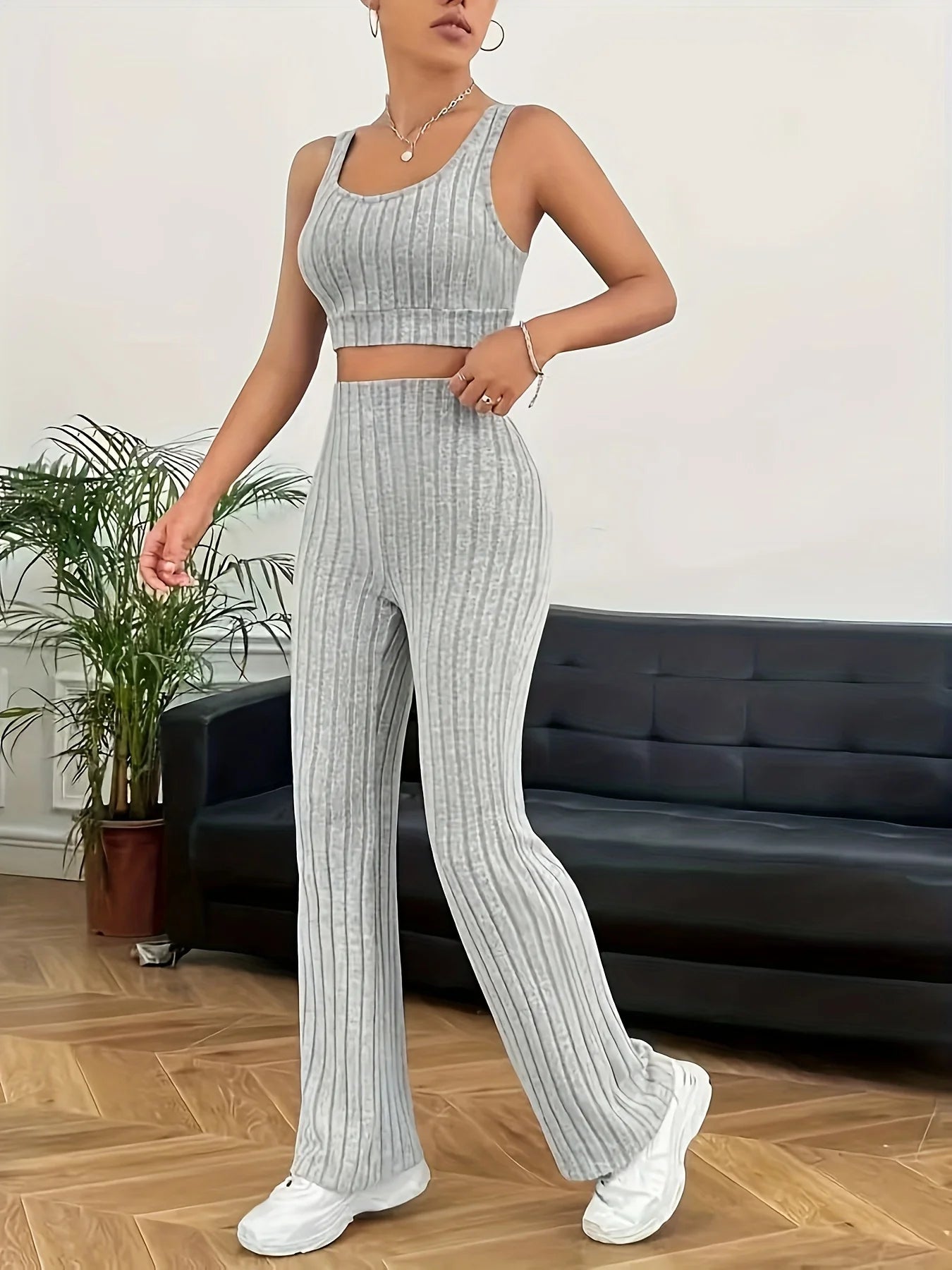 Women Pajama Set Tank Top Long Pants Loungewear
