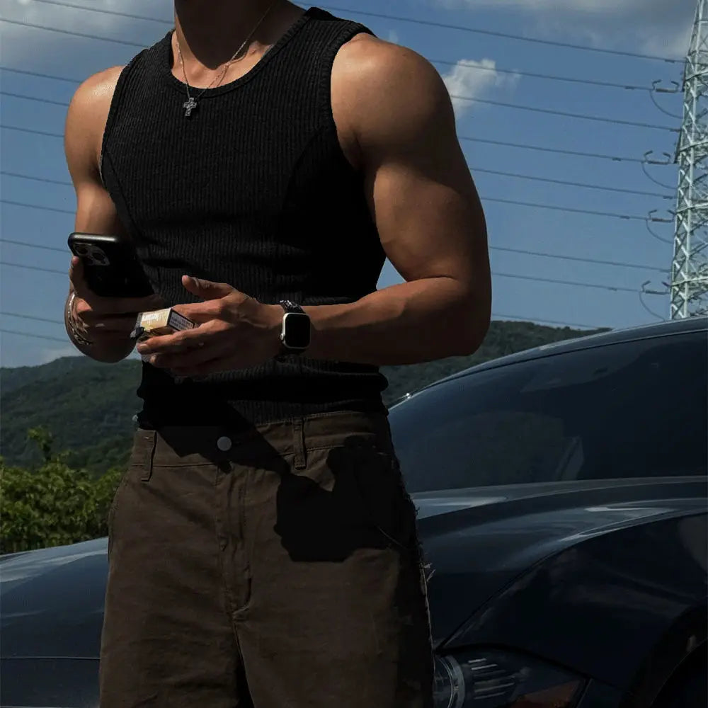Men Ribbed Sleeveless Tank Top