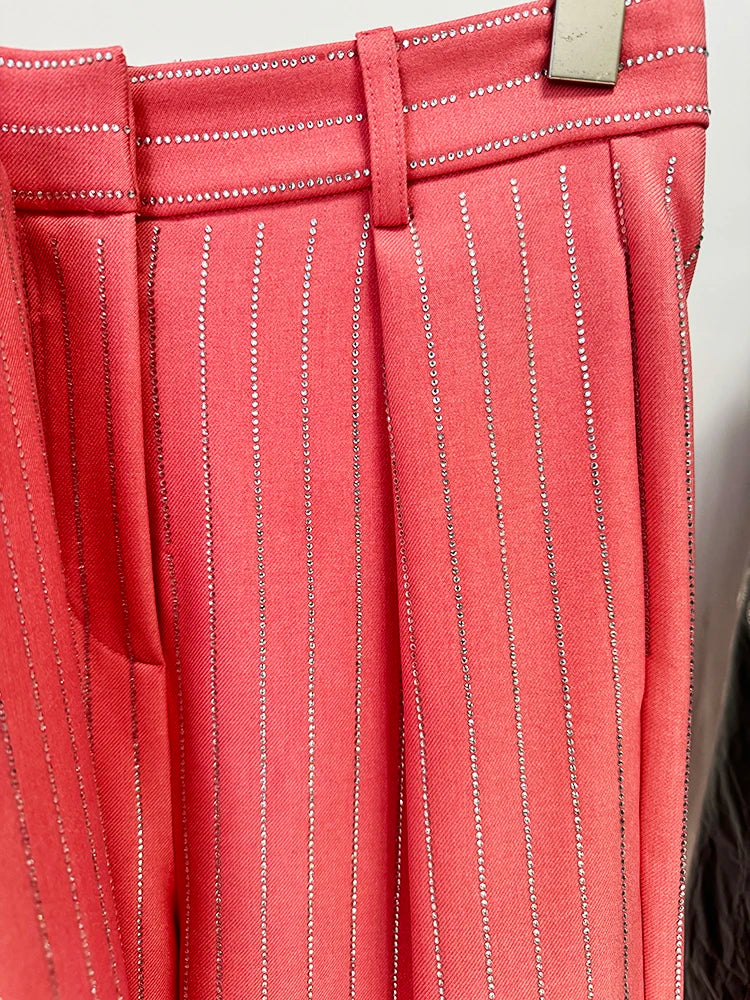 Women’s Striped Diamond Blazer & Pants Set – High Street
