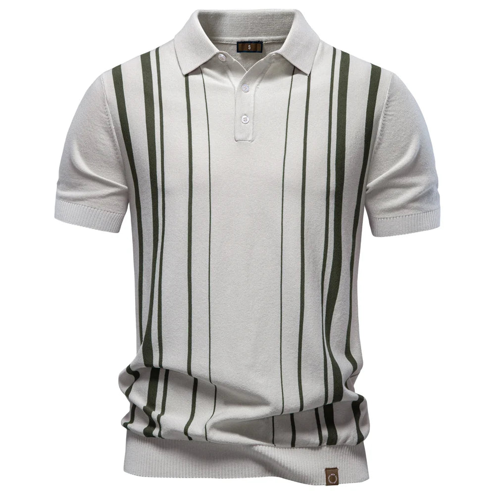 Men Polo Shirt Short Sleeve Stripe