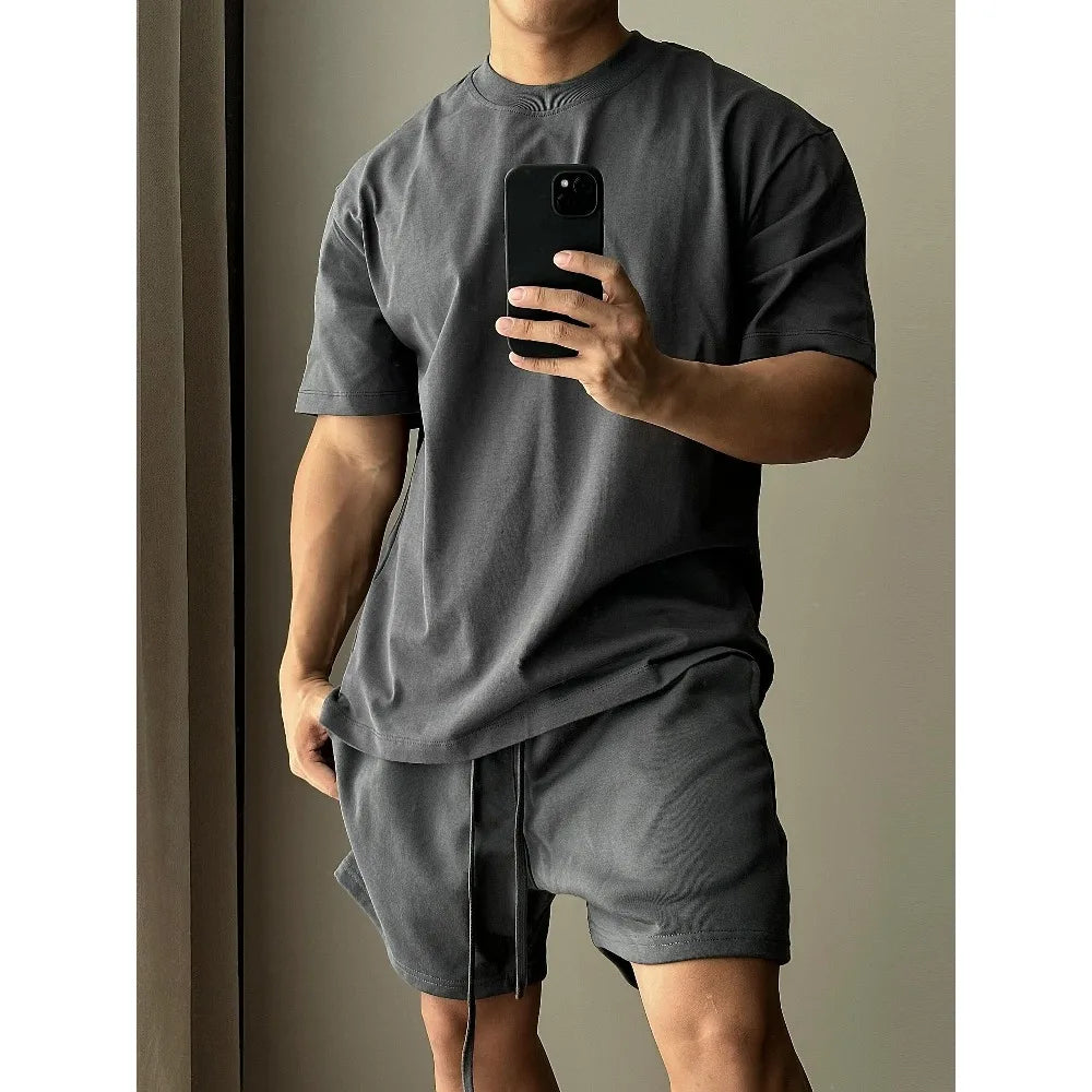 Men’s Cotton Short Sleeve T Shirt and Shorts Set