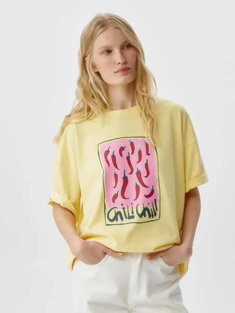 Women’s Retro Y2K Printed Loose T-Shirt – Casual Short Sleeve Top
