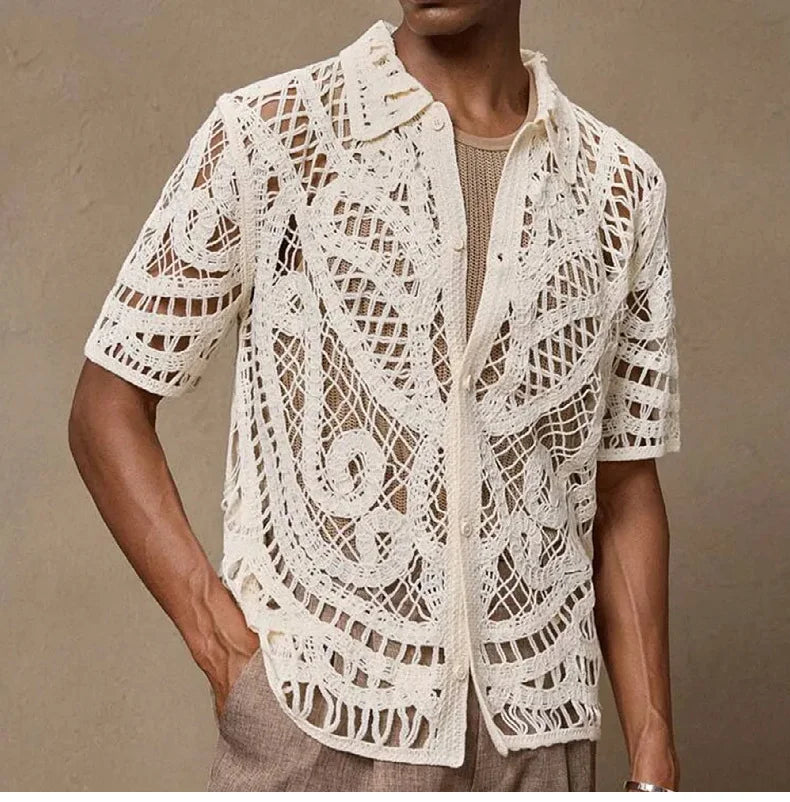 Men Mesh Polo Shirt Short Sleeve Summer