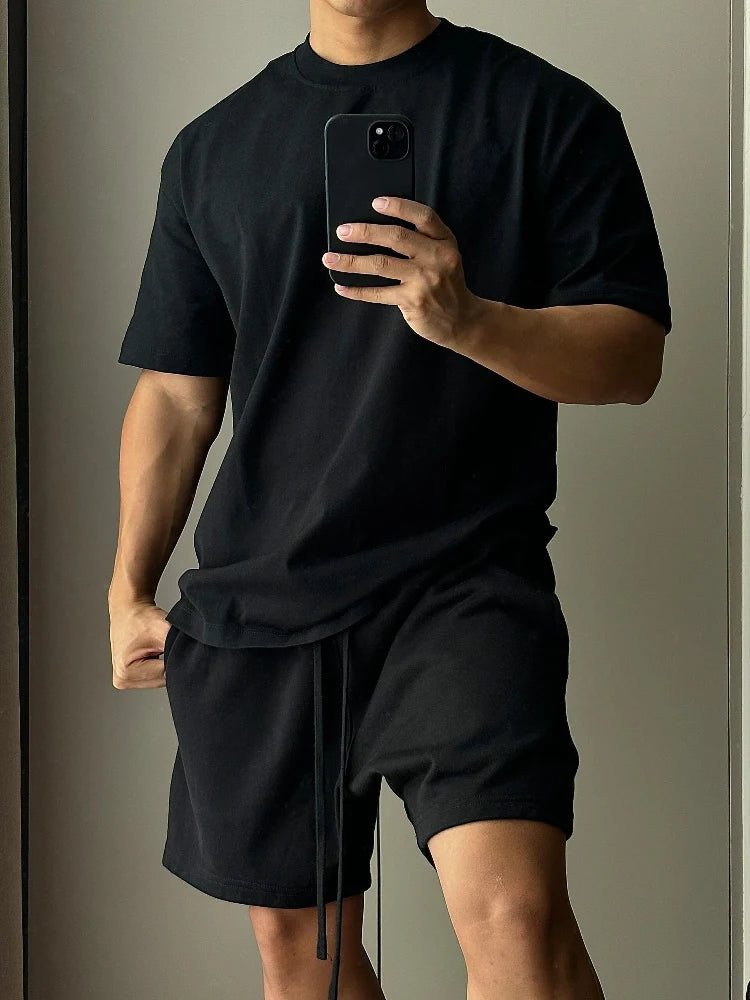 Men’s Cotton Short Sleeve T Shirt and Shorts Set