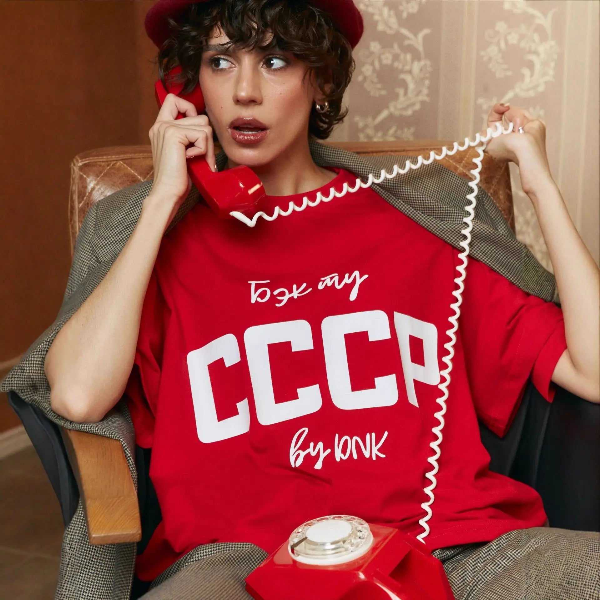 Women’s Letter Print Oversize Cotton T-Shirt – Russian Style Summer Pullover Tee
