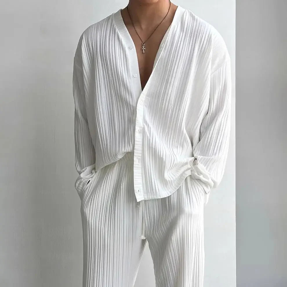 Men Solid V Neck Cardigan Sweater