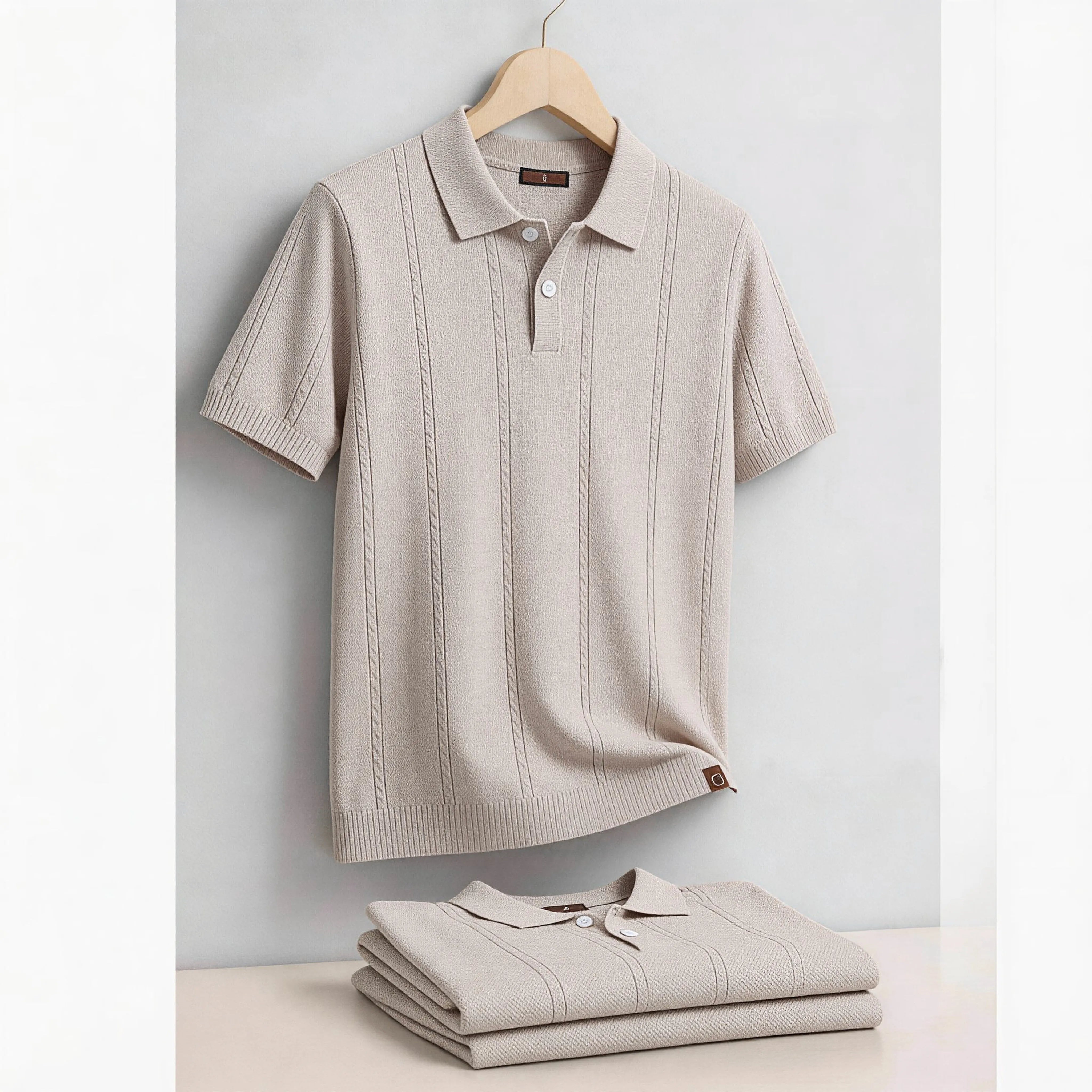 Men Summer Stripe Polo Shirt Short Sleeve