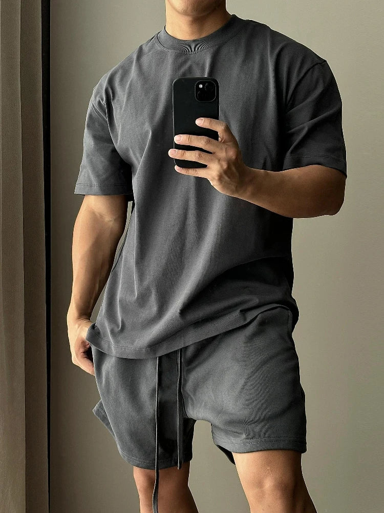 Men’s Cotton Short Sleeve T Shirt and Shorts Set