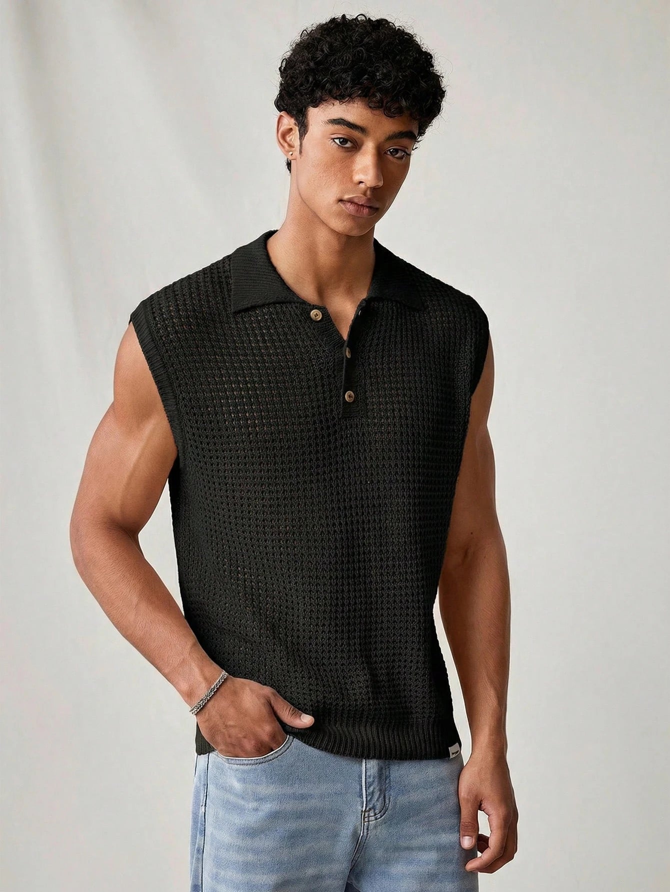 Men’s Knit Polo Tank – Summer Casual Vest