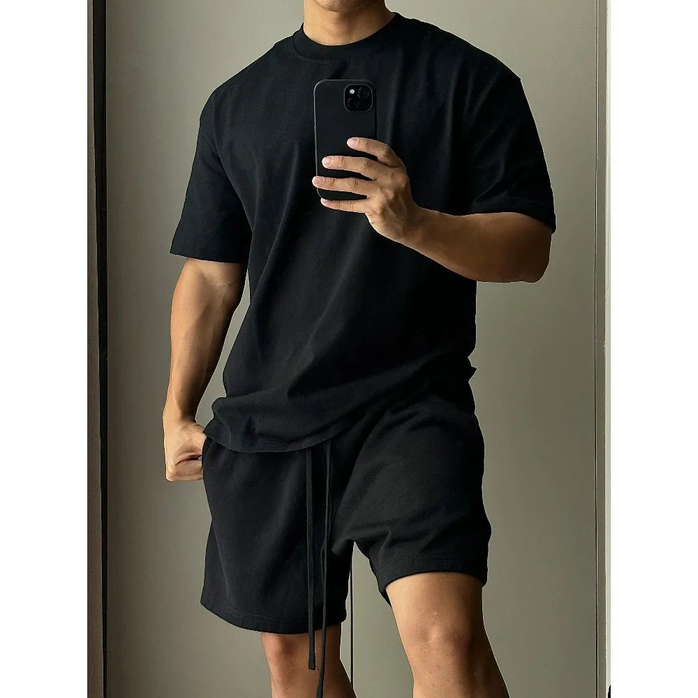 Men’s Cotton Short Sleeve T Shirt and Shorts Set