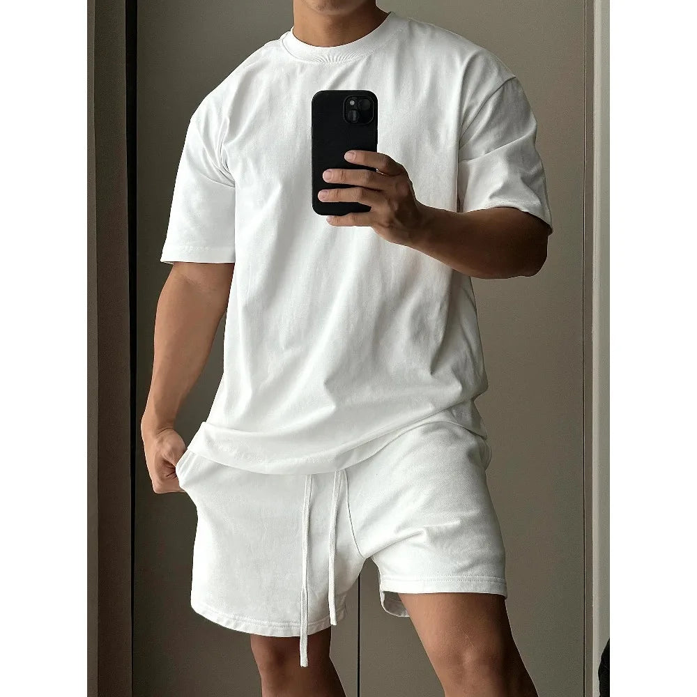 Men’s Cotton Short Sleeve T Shirt and Shorts Set