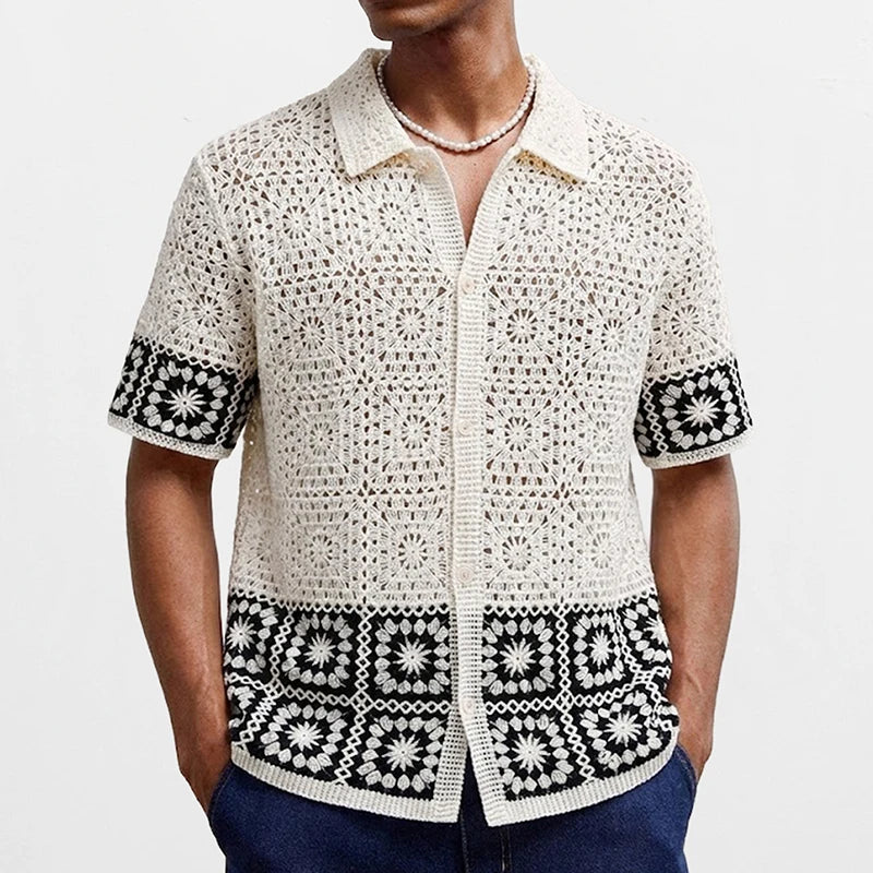 Men Summer Short Sleeve Knit Shirt