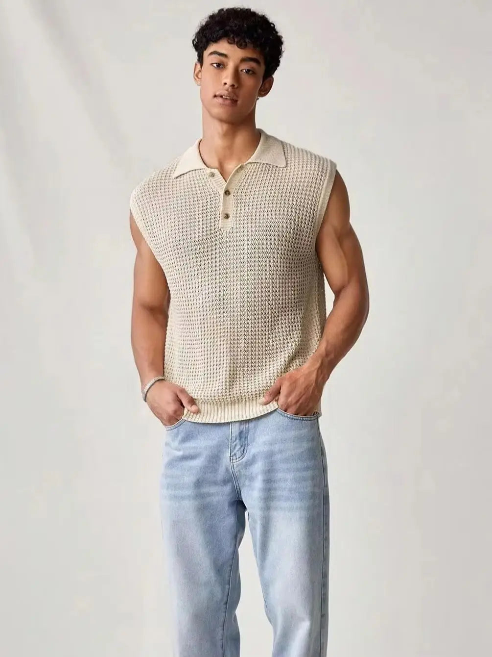 Men’s Knit Polo Tank – Summer Casual Vest