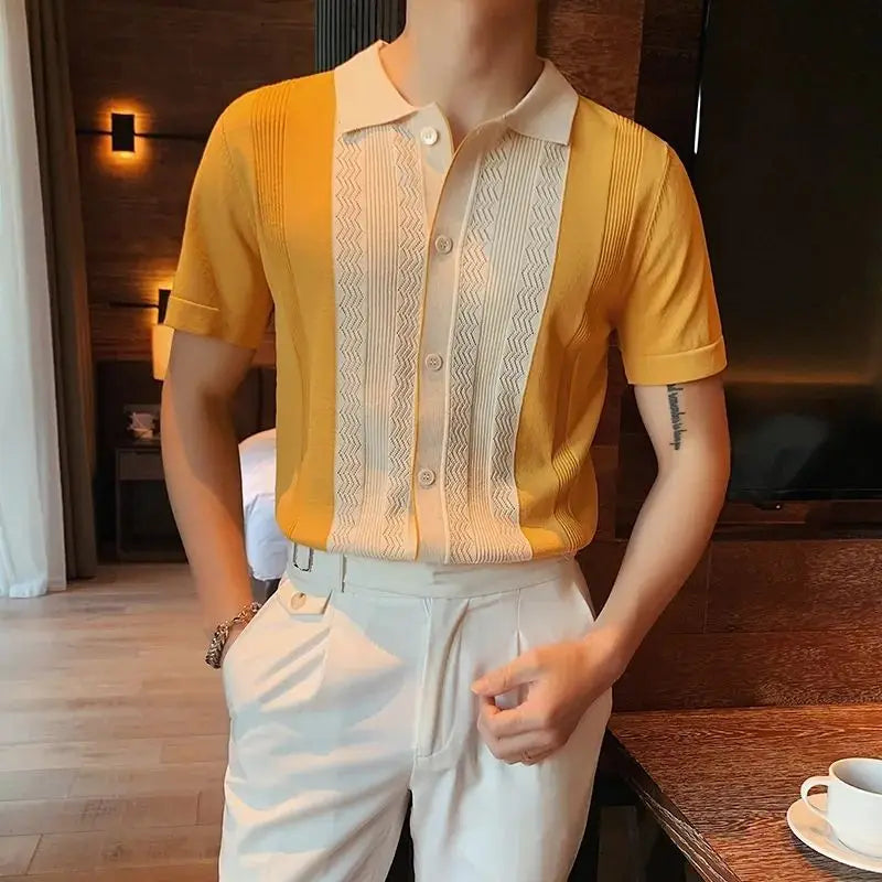 Men Short Sleeve Knit Shirt