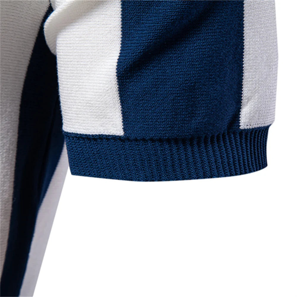 Men Short Sleeve Striped Polo Shirt