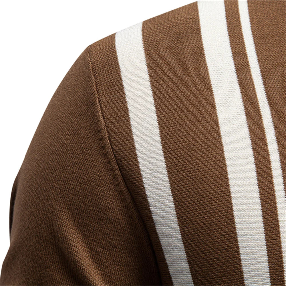 Men Polo Shirt Short Sleeve Stripe
