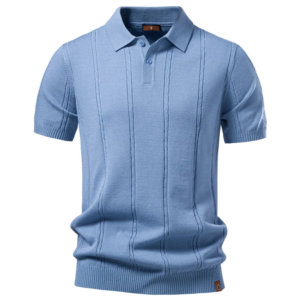 Men Summer Stripe Polo Shirt Short Sleeve