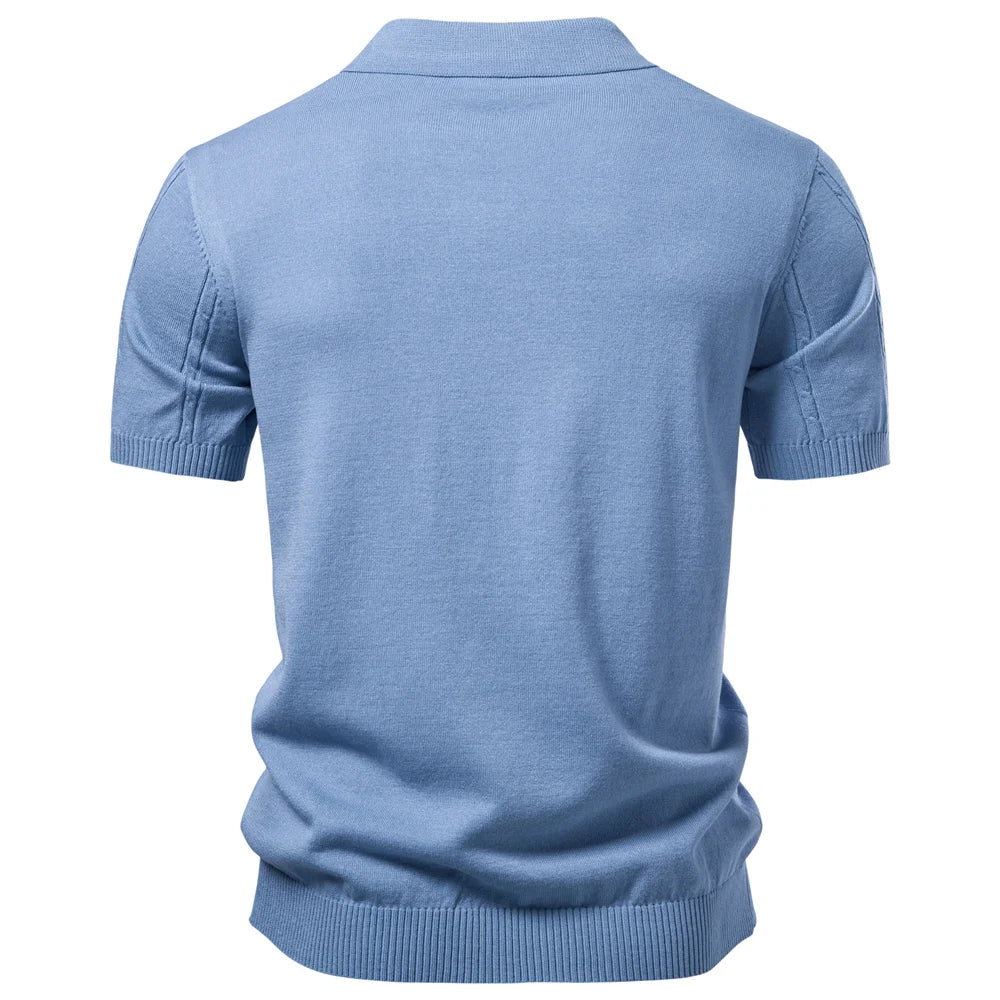 Men Summer Stripe Polo Shirt Short Sleeve