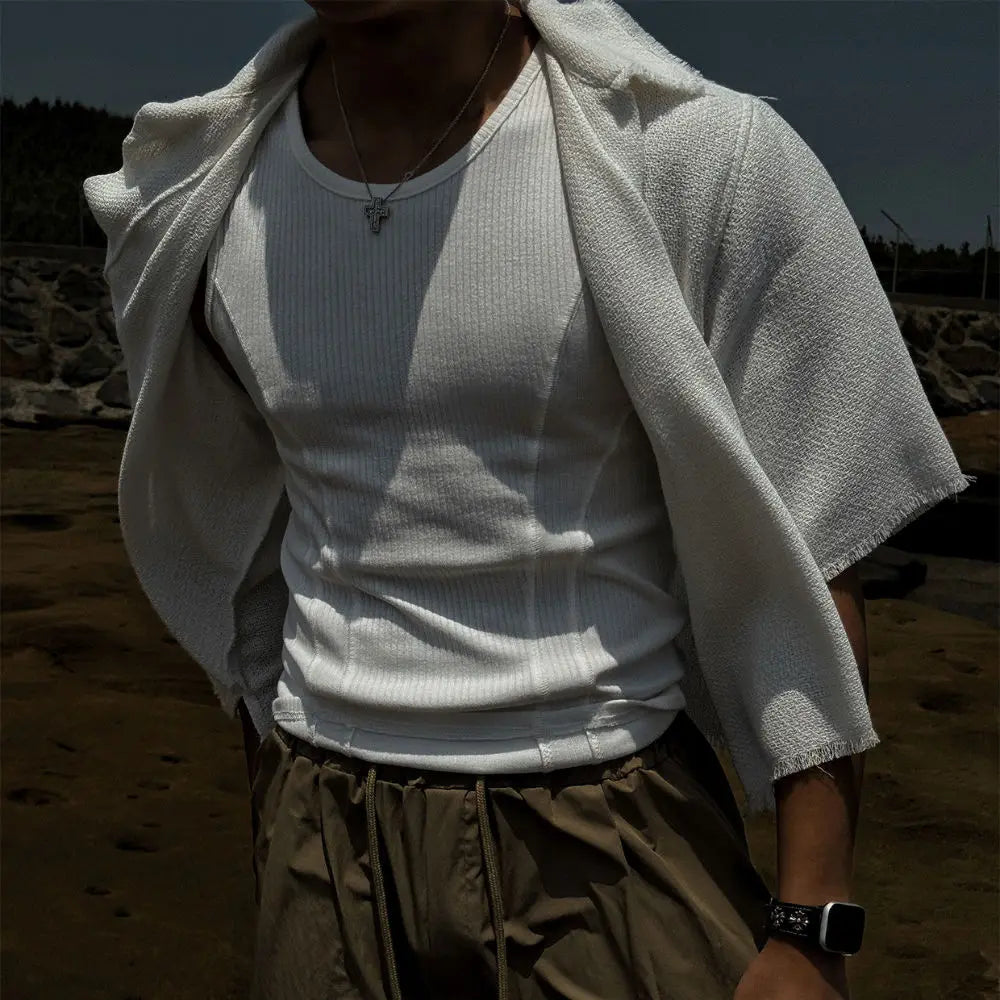 Men Ribbed Sleeveless Tank Top