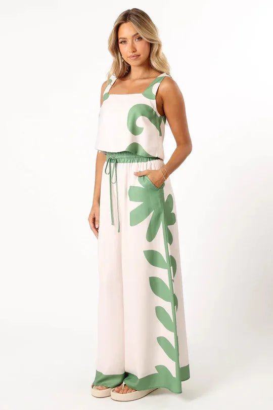 Women’s Printed Vest & Wide Leg Pants Set – Sleeveless Summer Outfit