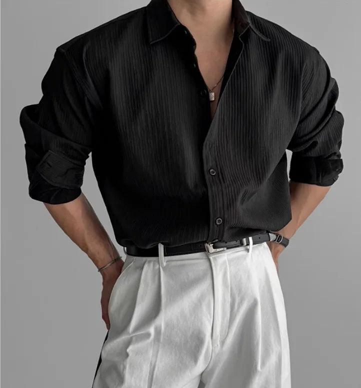 Men Long Sleeve Solid Casual Shirt
