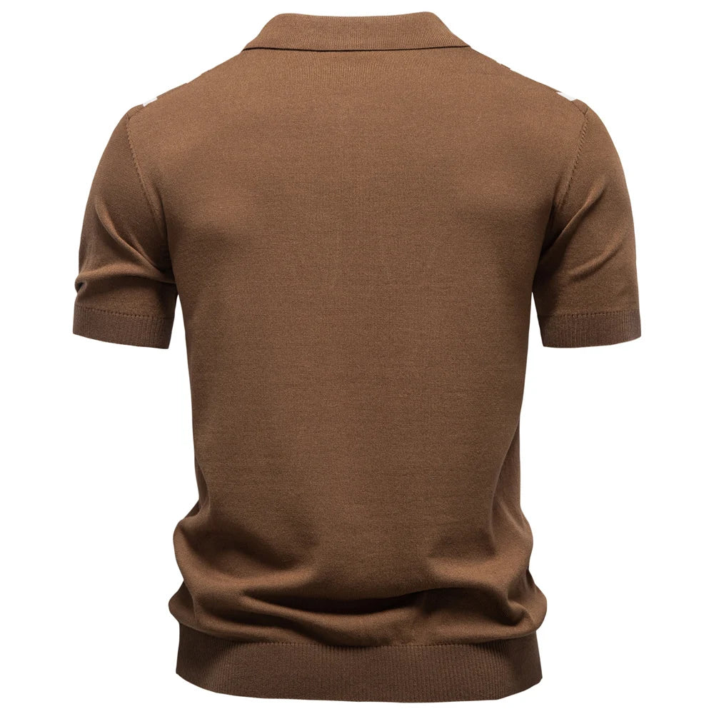 Men Polo Shirt Short Sleeve Stripe