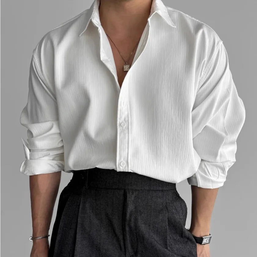 Men Long Sleeve Solid Casual Shirt