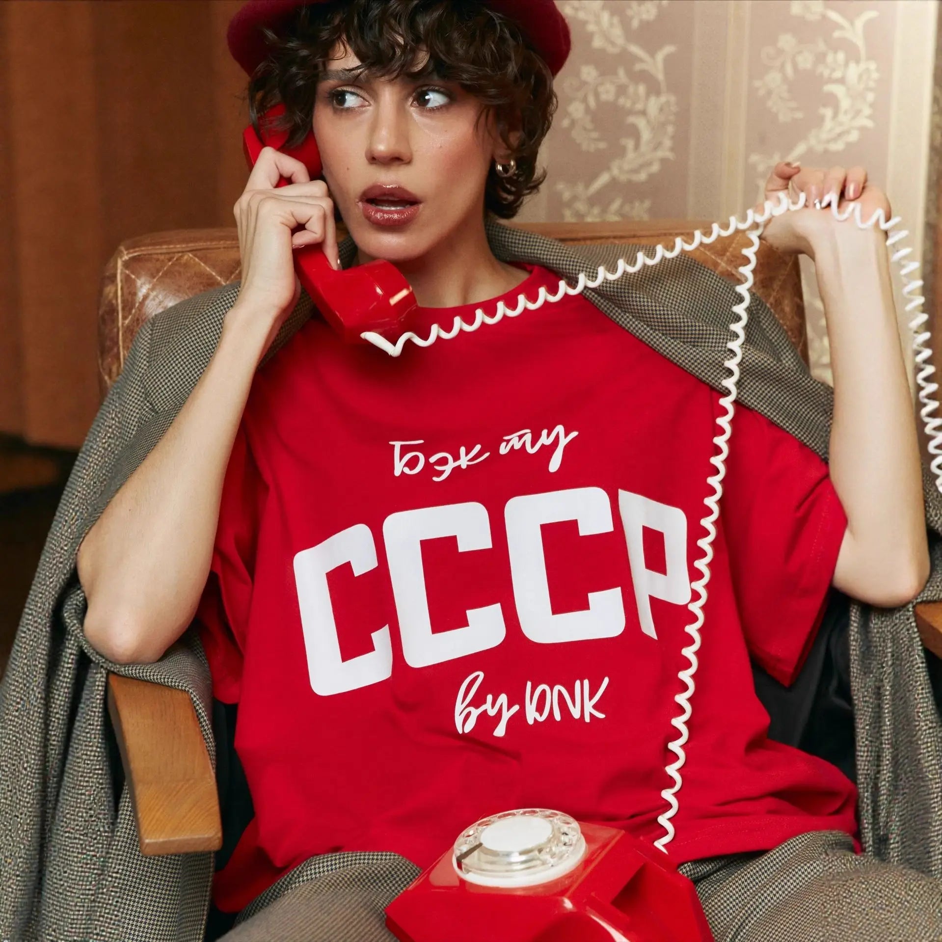 Women’s Letter Print Oversize Cotton T-Shirt – Russian Style Summer Pullover Tee