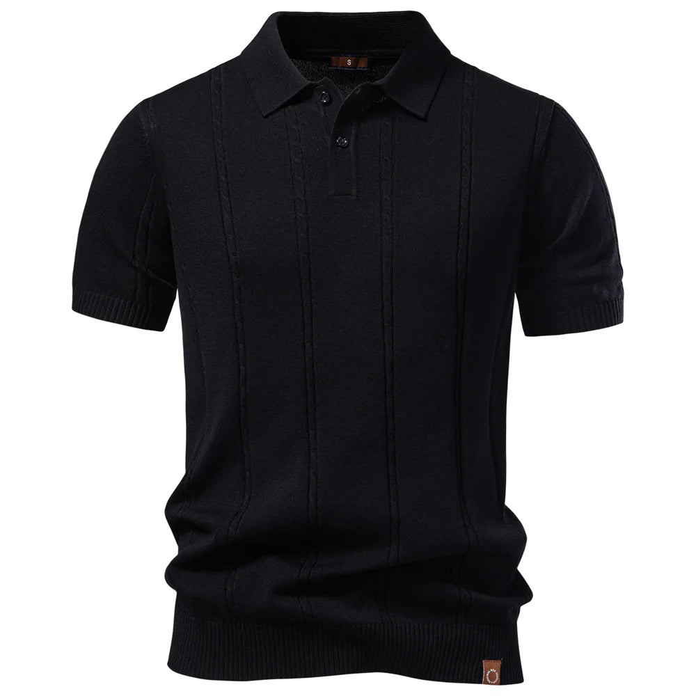 Men Summer Stripe Polo Shirt Short Sleeve