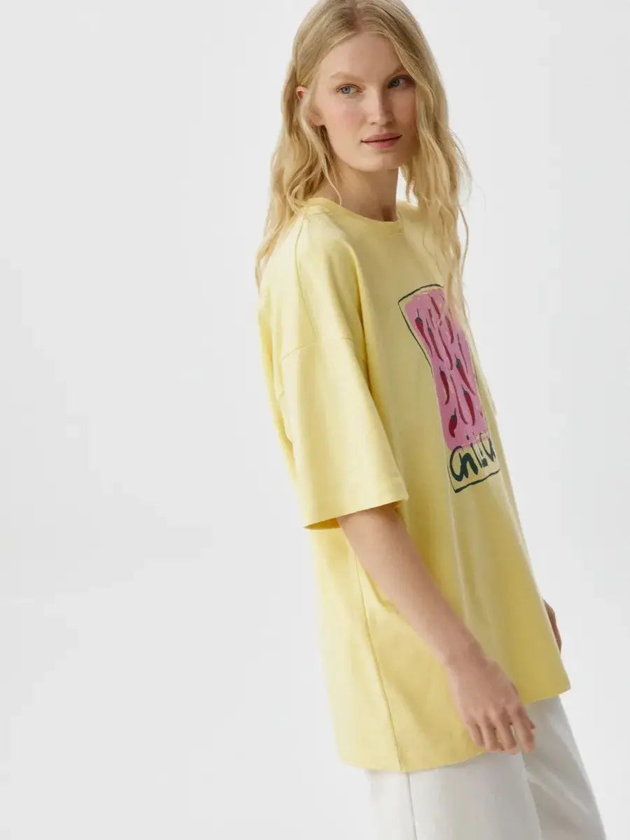 Women’s Retro Y2K Printed Loose T-Shirt – Casual Short Sleeve Top