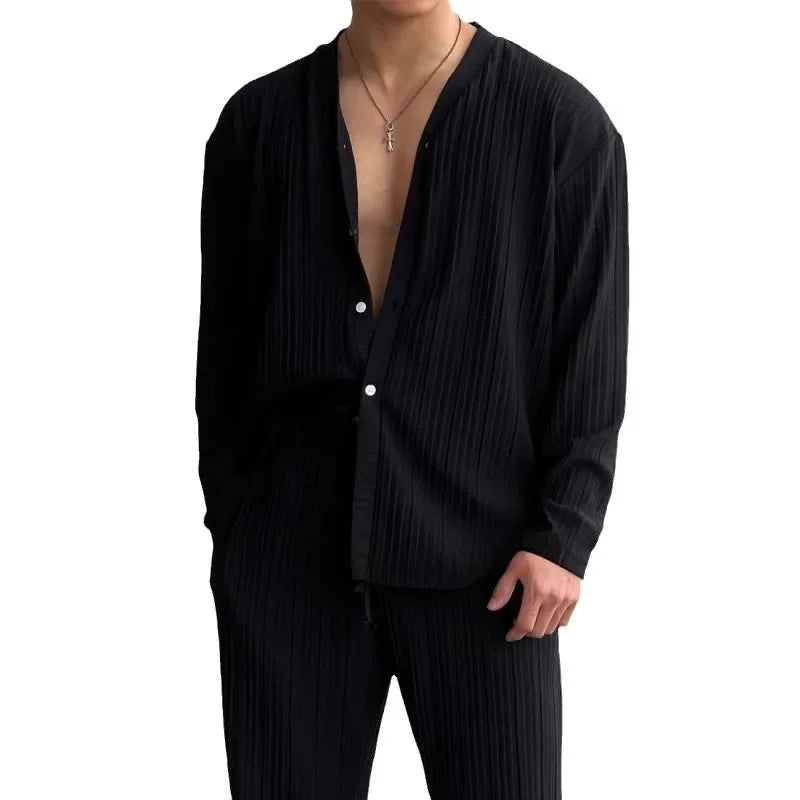 Men Solid V Neck Cardigan Sweater