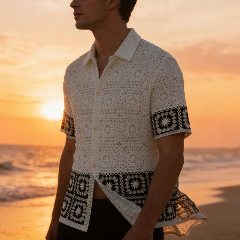 Men Summer Short Sleeve Knit Shirt