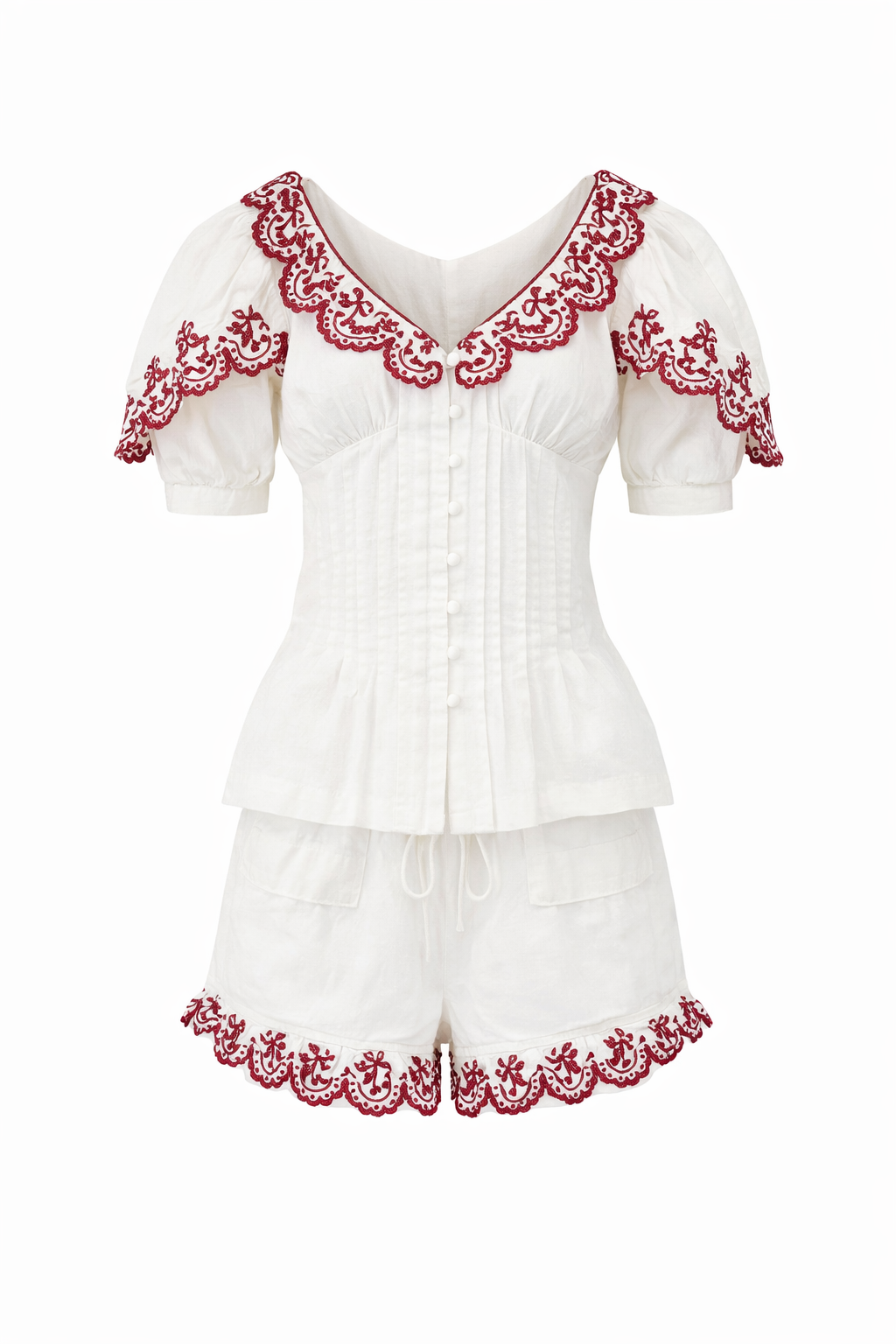 Women’s Floral Peter Pan Collar Shirt & Shorts Set – Slim Summer Outfit