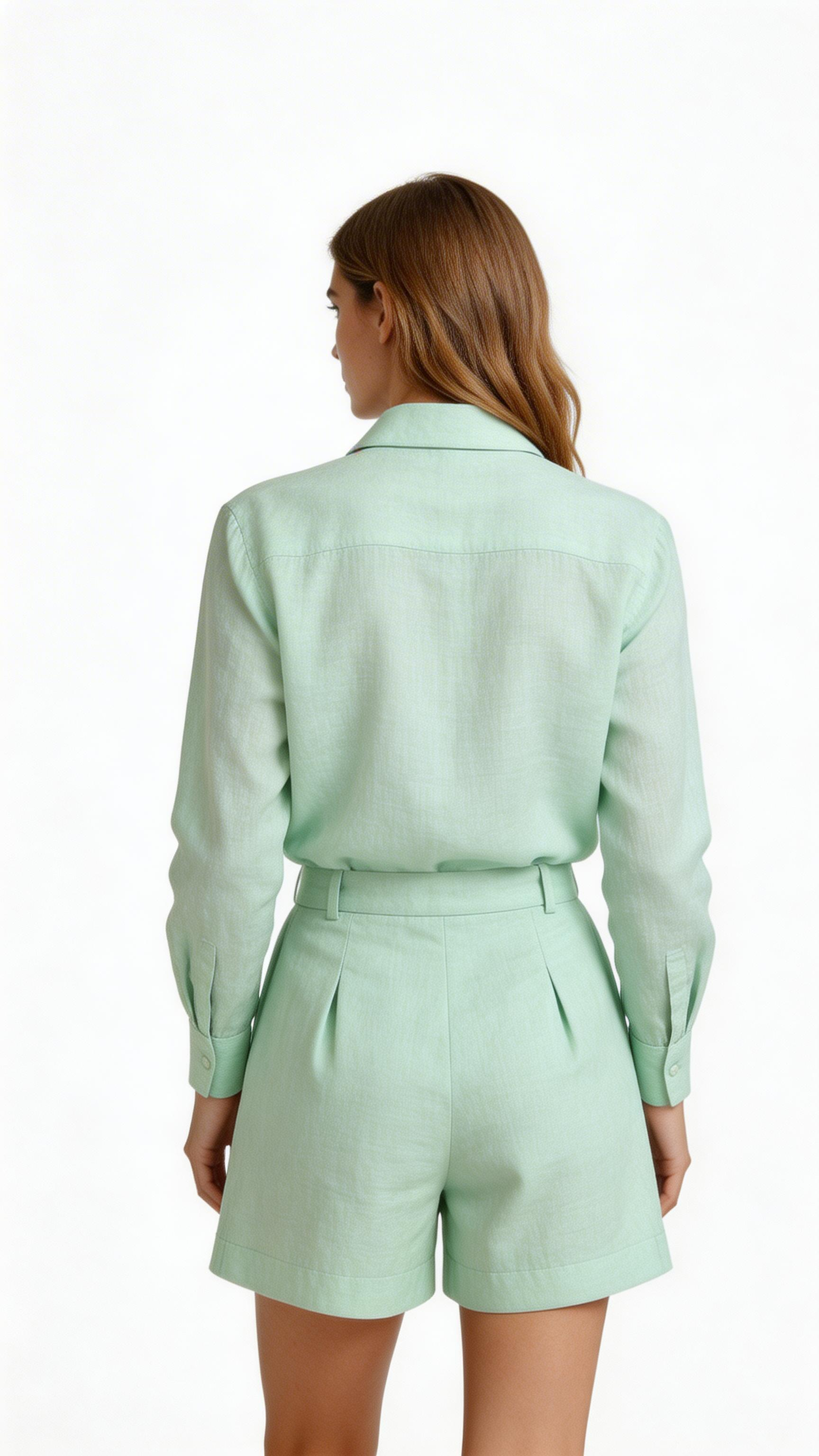 Women’s Casual 2-Piece Shirt & Shorts Set – Button Detail Summer Outfit