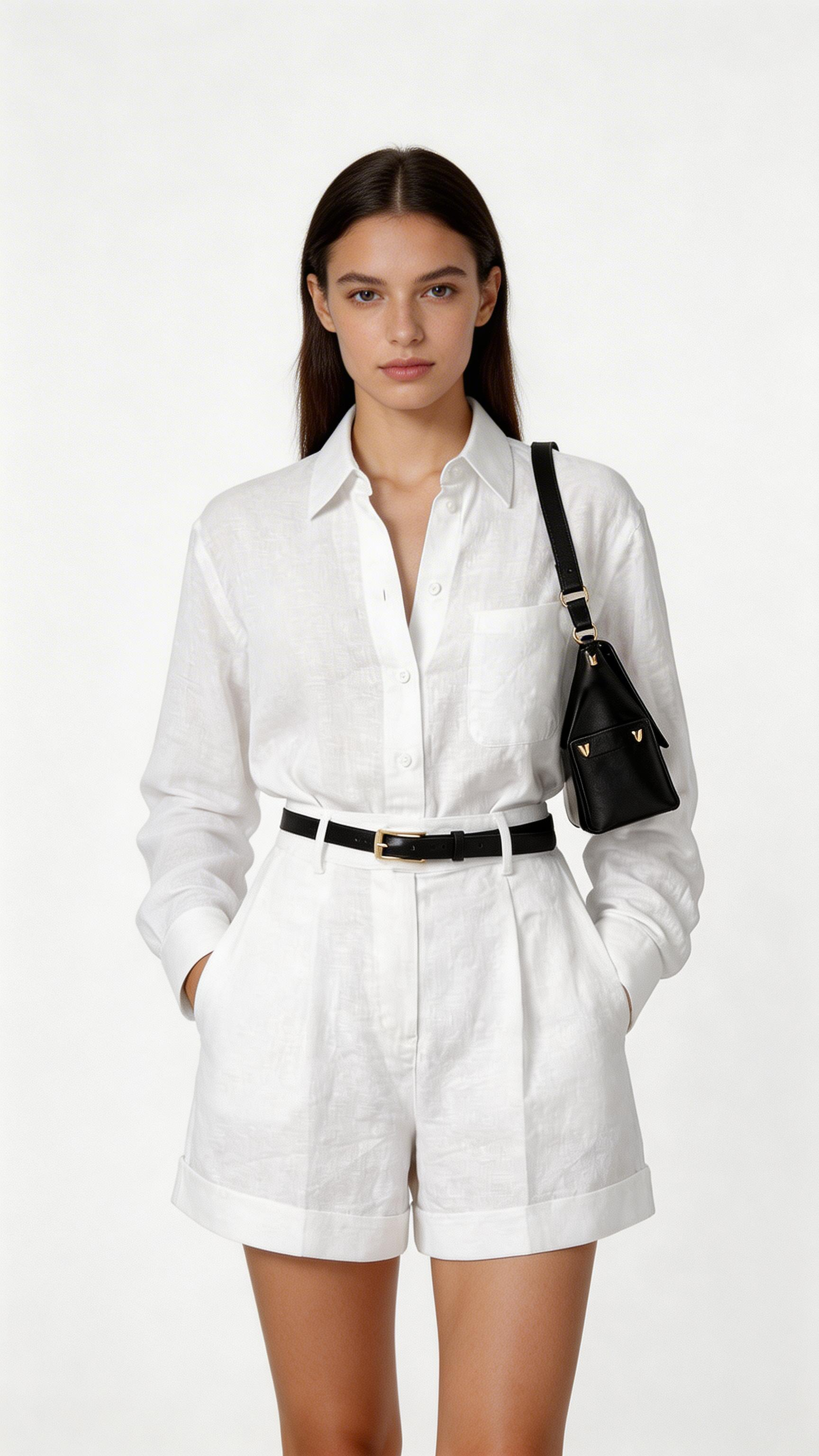 Women’s Casual 2-Piece Shirt & Shorts Set – Button Detail Summer Outfit