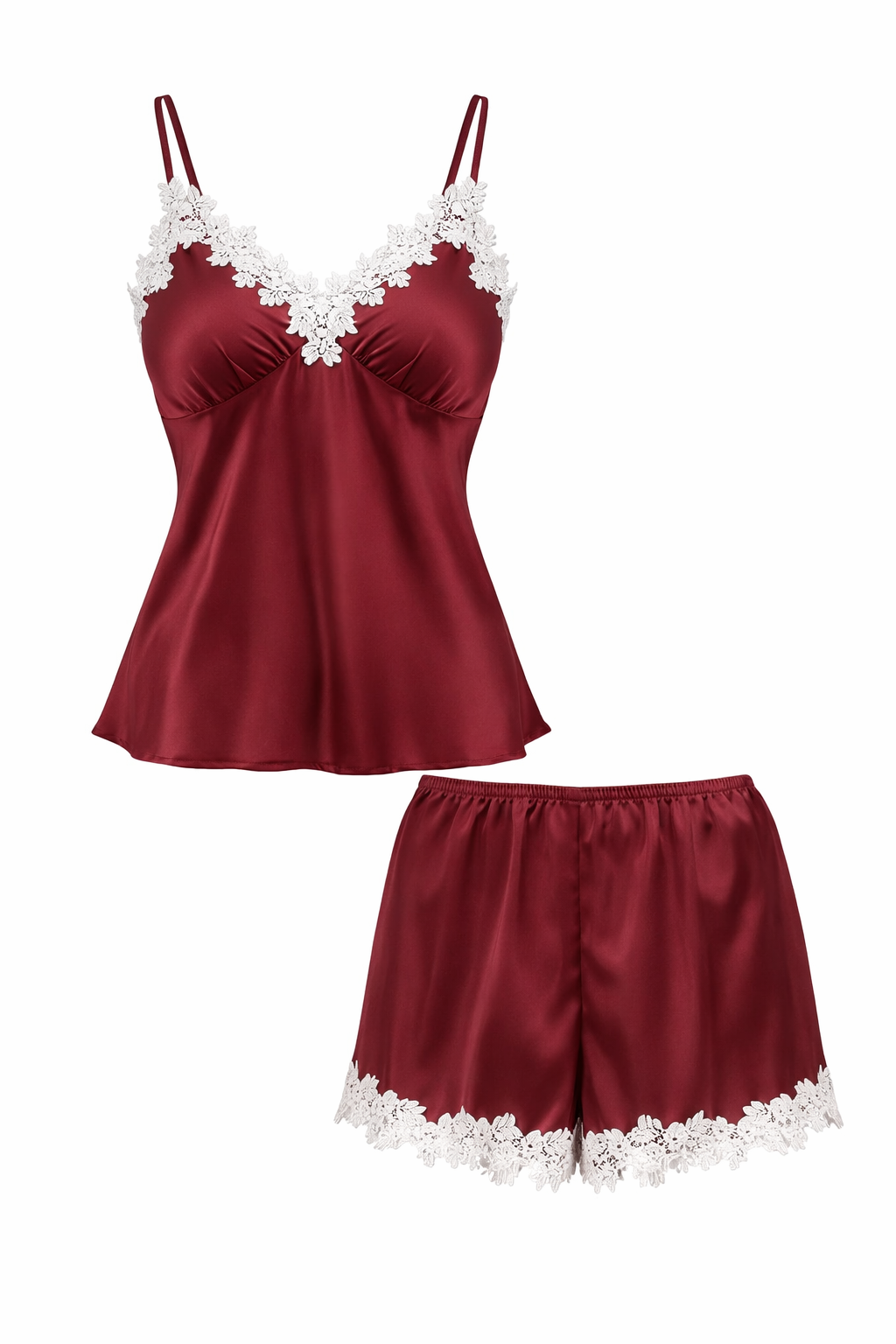 Women Lace Trim Cami Shorts Set Loungewear
