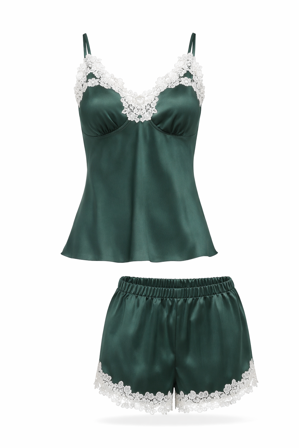 Women Lace Trim Cami Shorts Set Loungewear