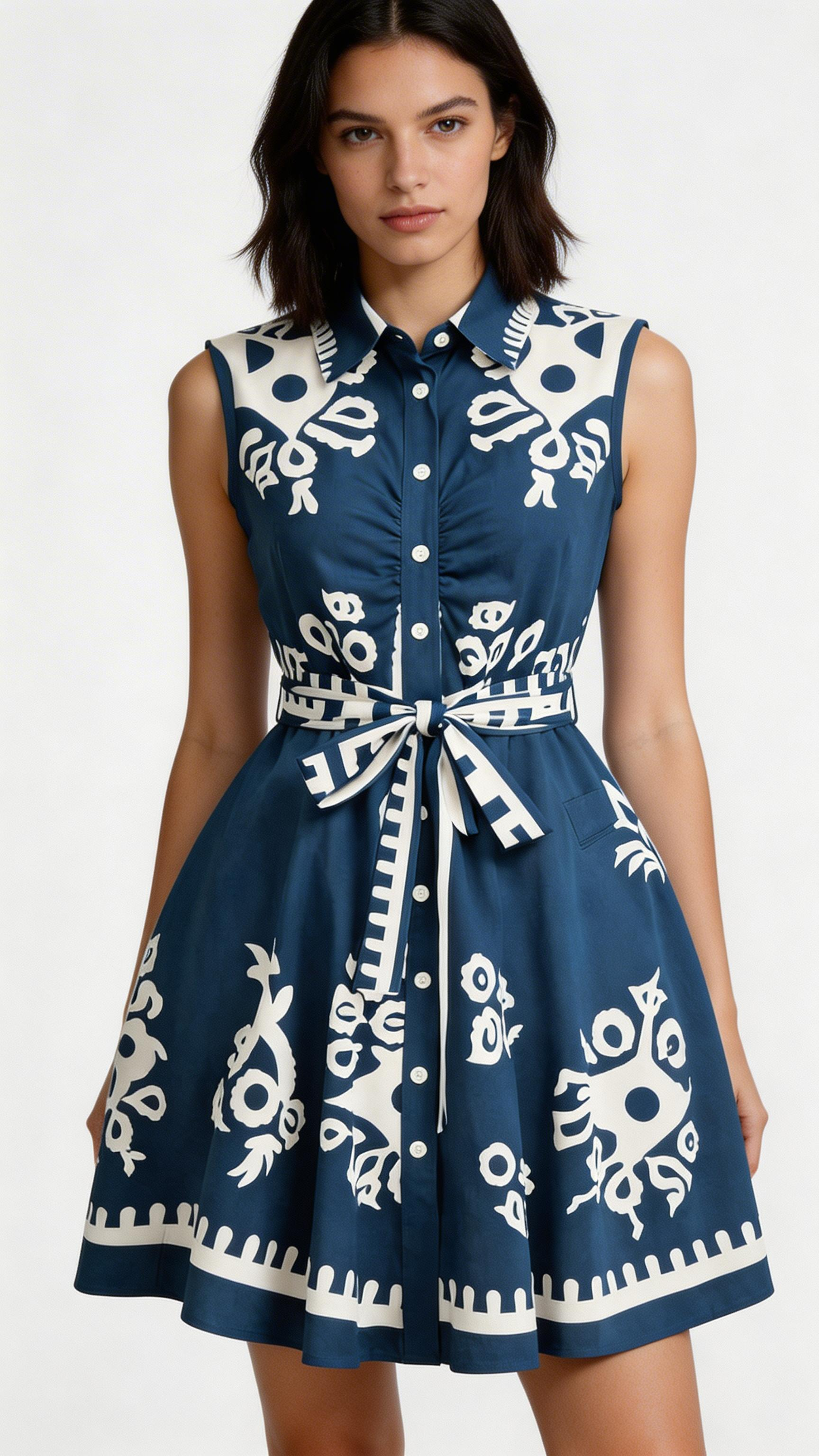 Women's Fashion Strapless Floral Print Belted Waist Dress Ladies Summer Beach Dress Casual Sleeveless Swing Dress