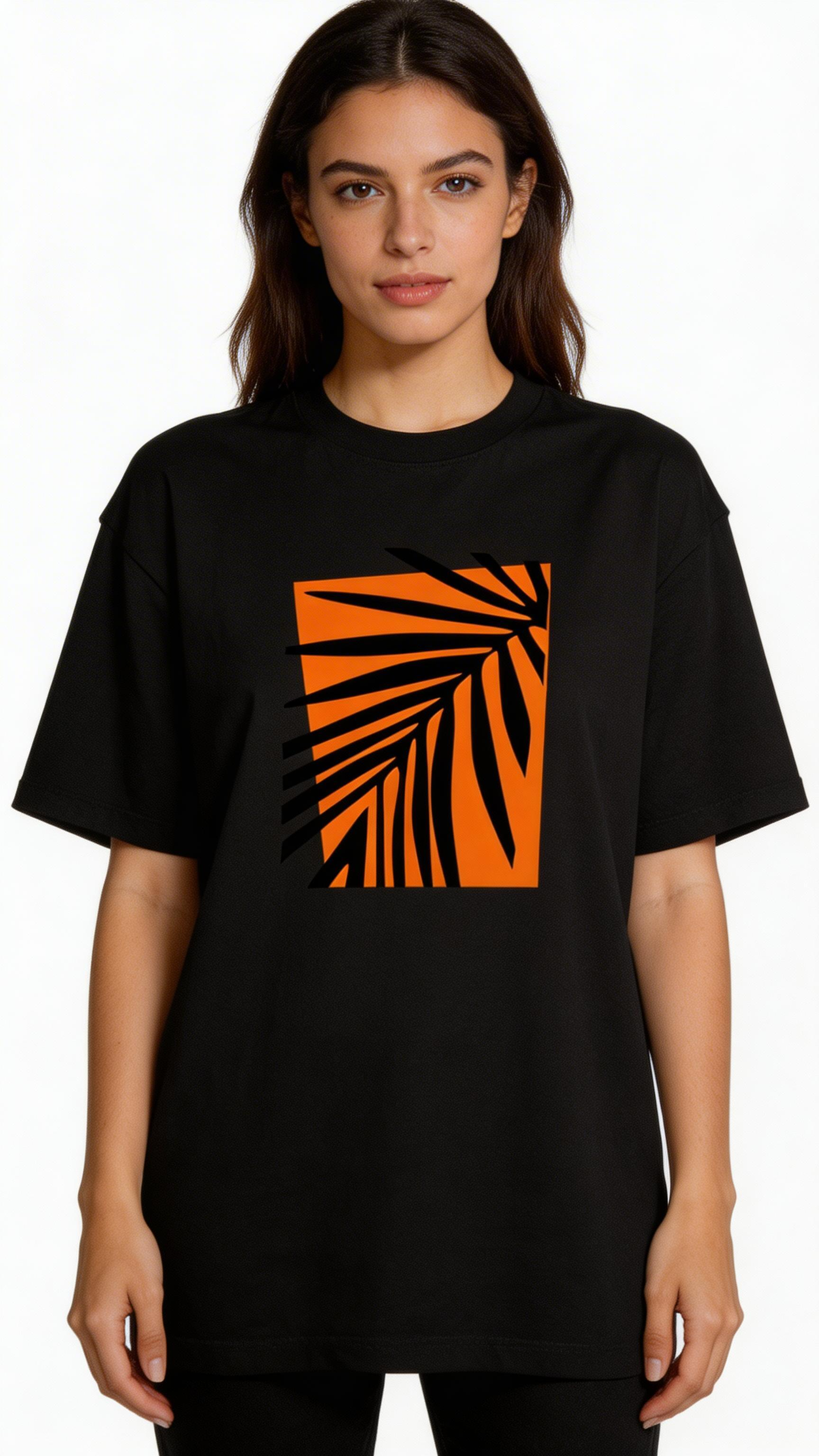 Women’s Vintage Orange Leaf Print T-Shirt – Casual Y2K Summer Cotton Tee