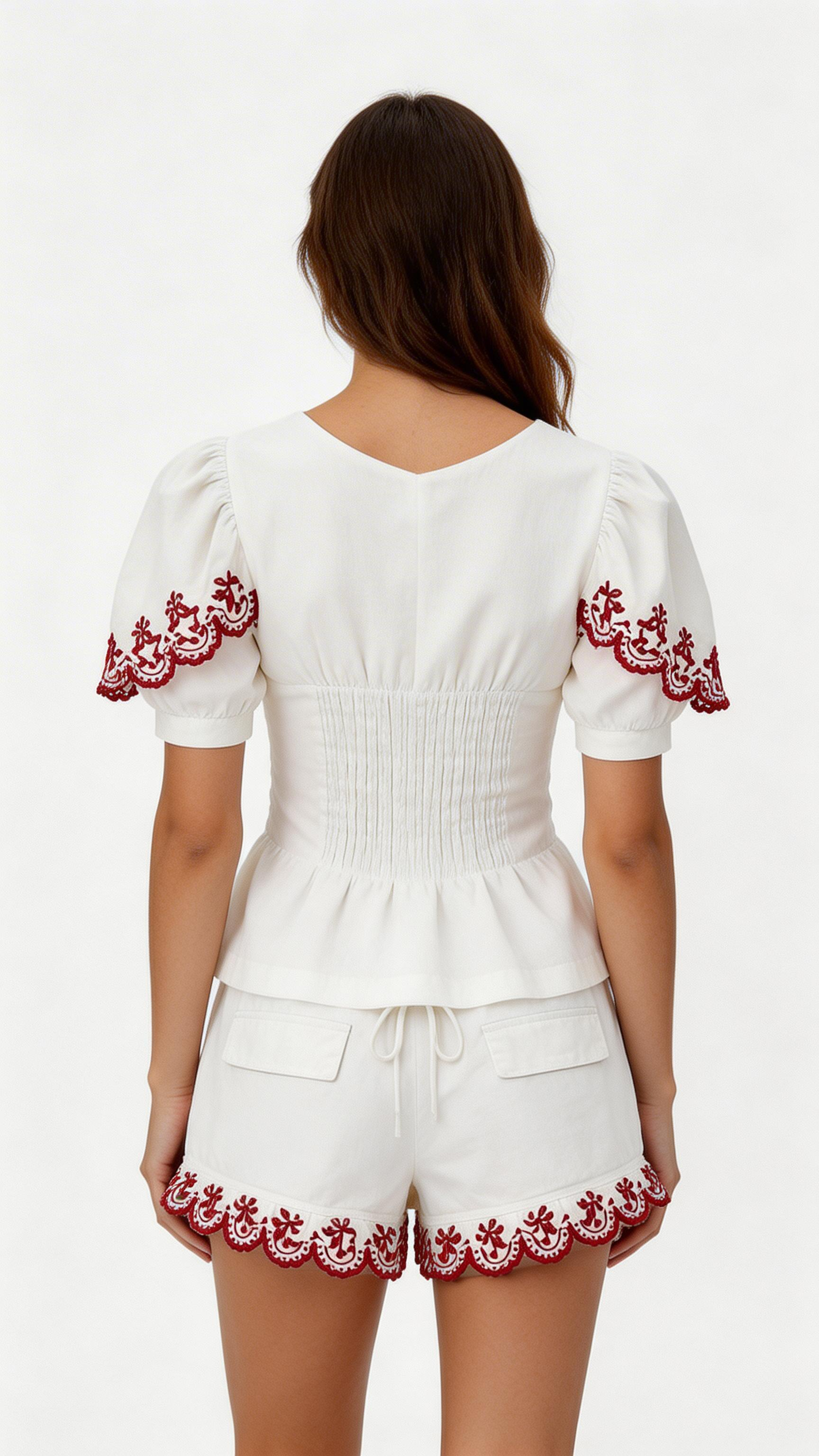 Women’s Floral Peter Pan Collar Shirt & Shorts Set – Slim Summer Outfit