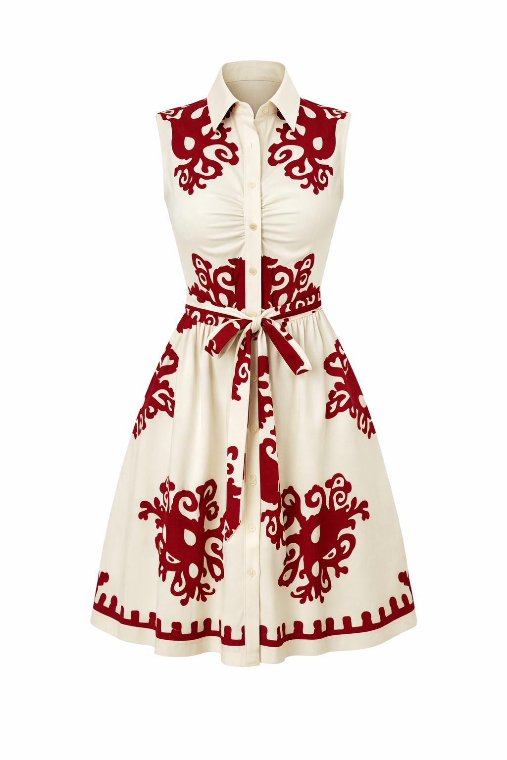 Women's Fashion Strapless Floral Print Belted Waist Dress Ladies Summer Beach Dress Casual Sleeveless Swing Dress