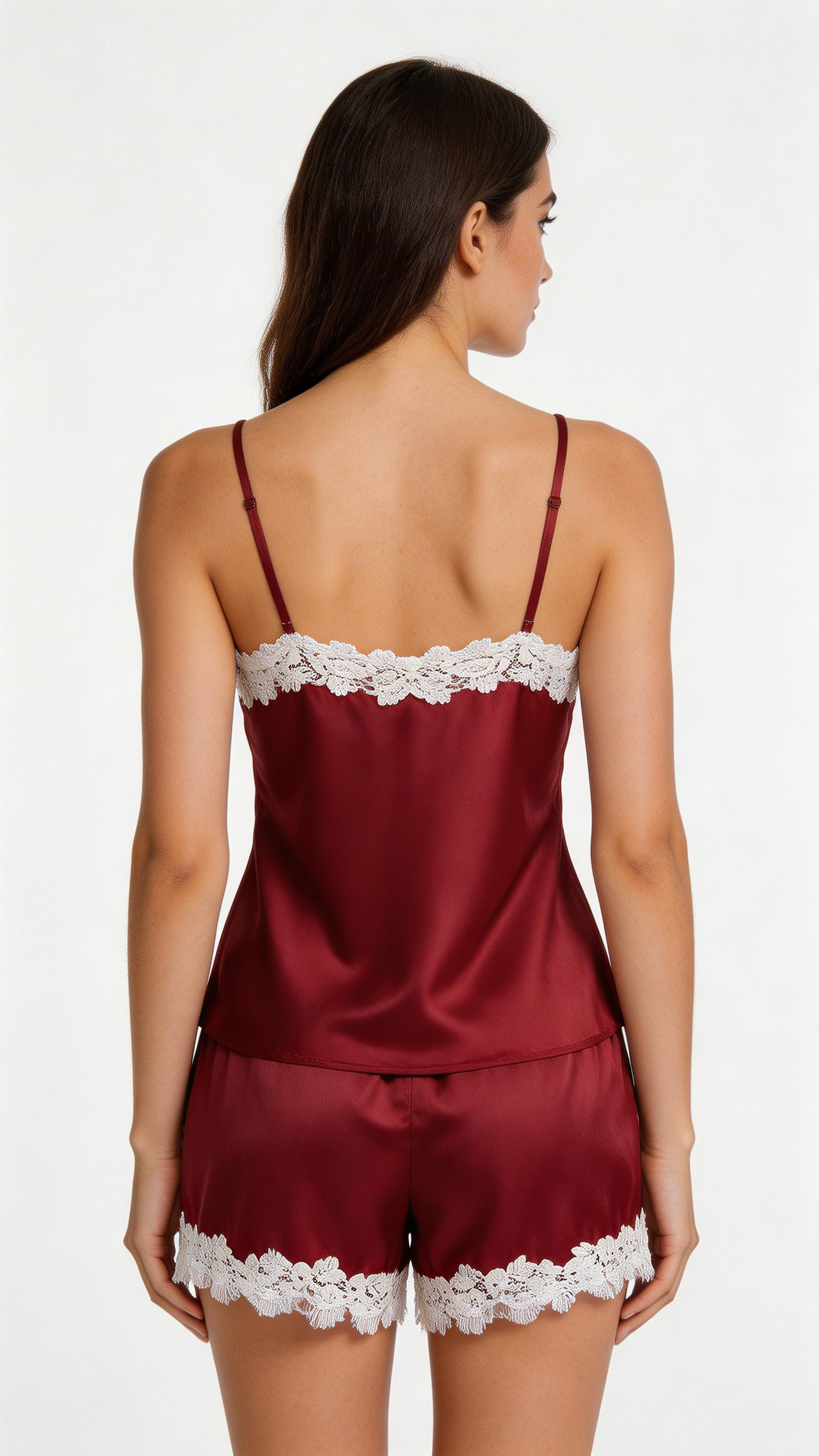 Women Lace Trim Cami Shorts Set Loungewear