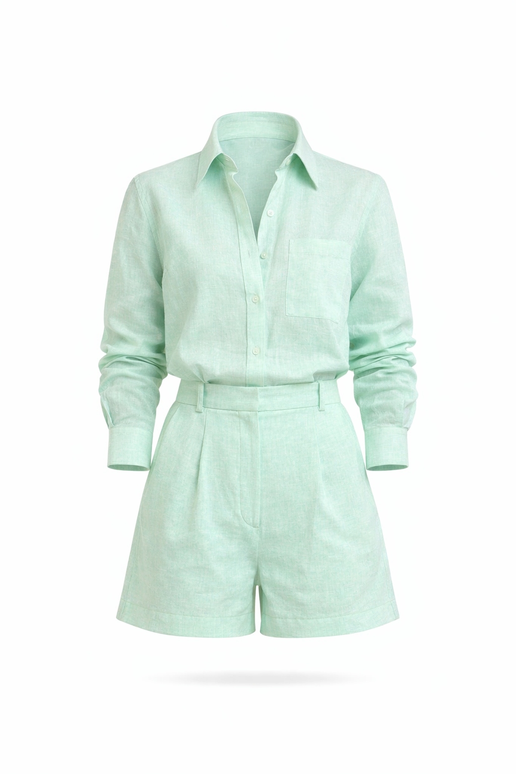 Women’s Casual 2-Piece Shirt & Shorts Set – Button Detail Summer Outfit