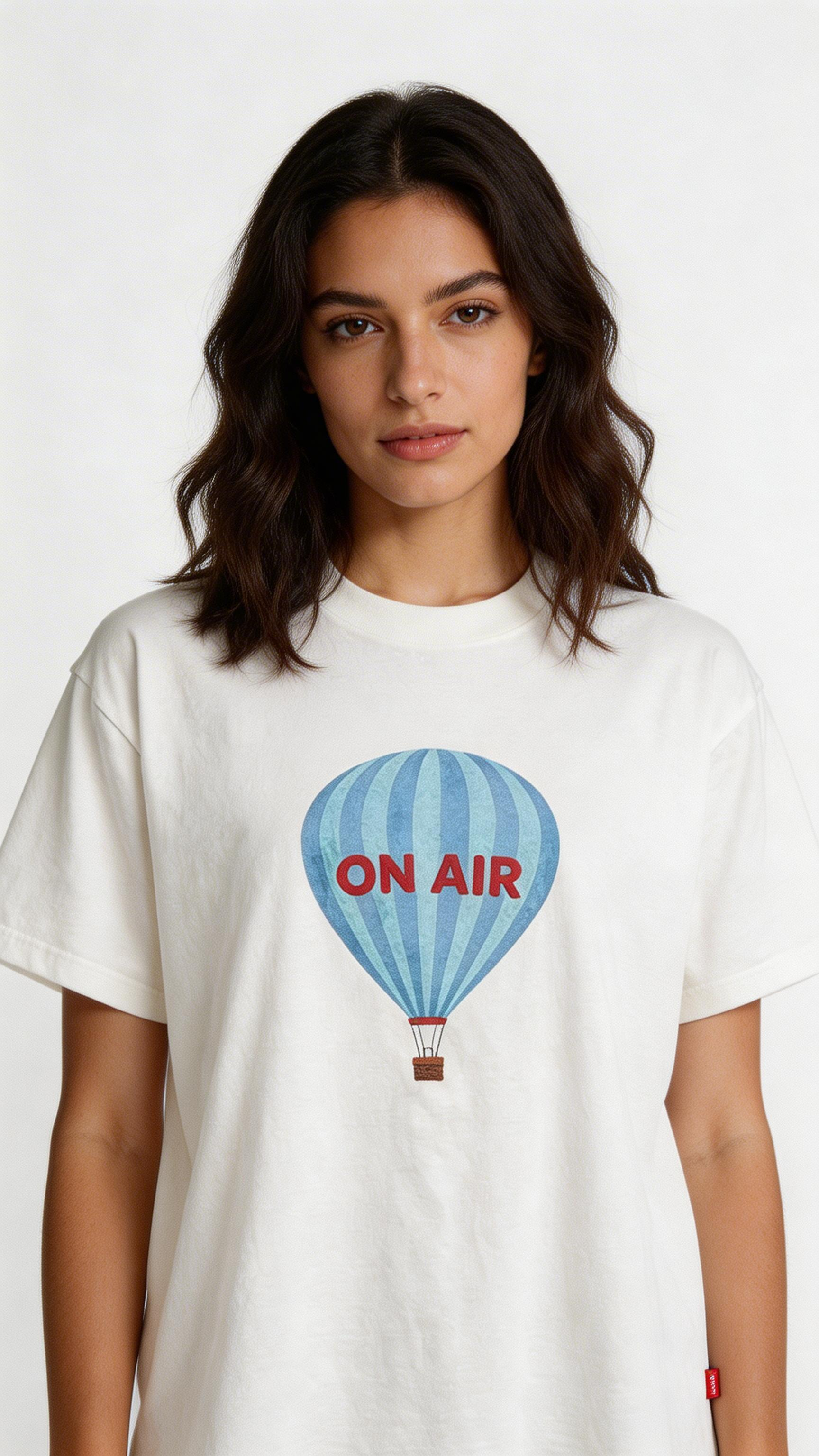 Women’s Watercolor Hot Air Balloon Print Cotton T-Shirt – Casual Loose Fit Summer Top