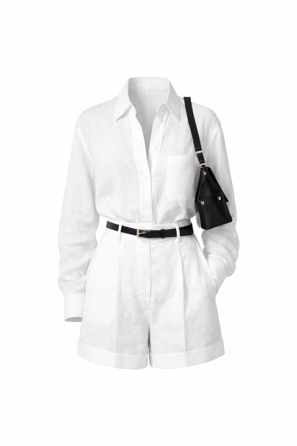 Women’s Casual 2-Piece Shirt & Shorts Set – Button Detail Summer Outfit